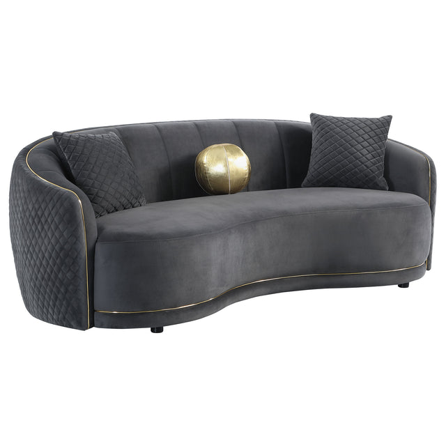 Brookside Velvet Upholstered Curved Sofa Dark Grey | Coaster - Home Elegance USA