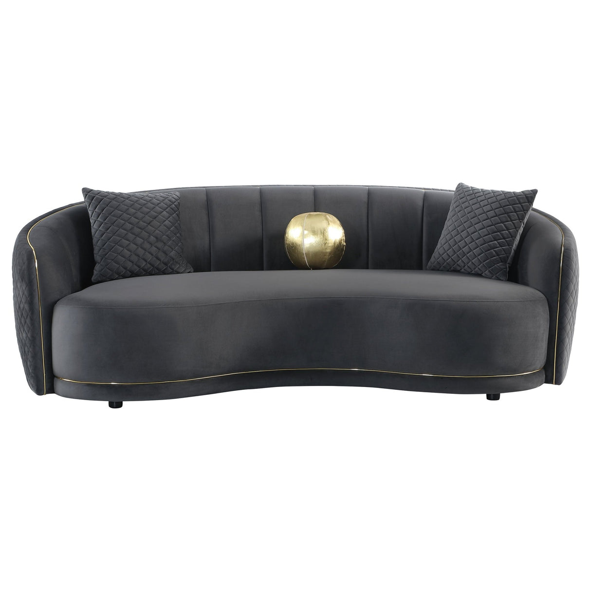 Brookside Velvet Upholstered Curved Sofa Dark Grey | Coaster | Home Elegance USA