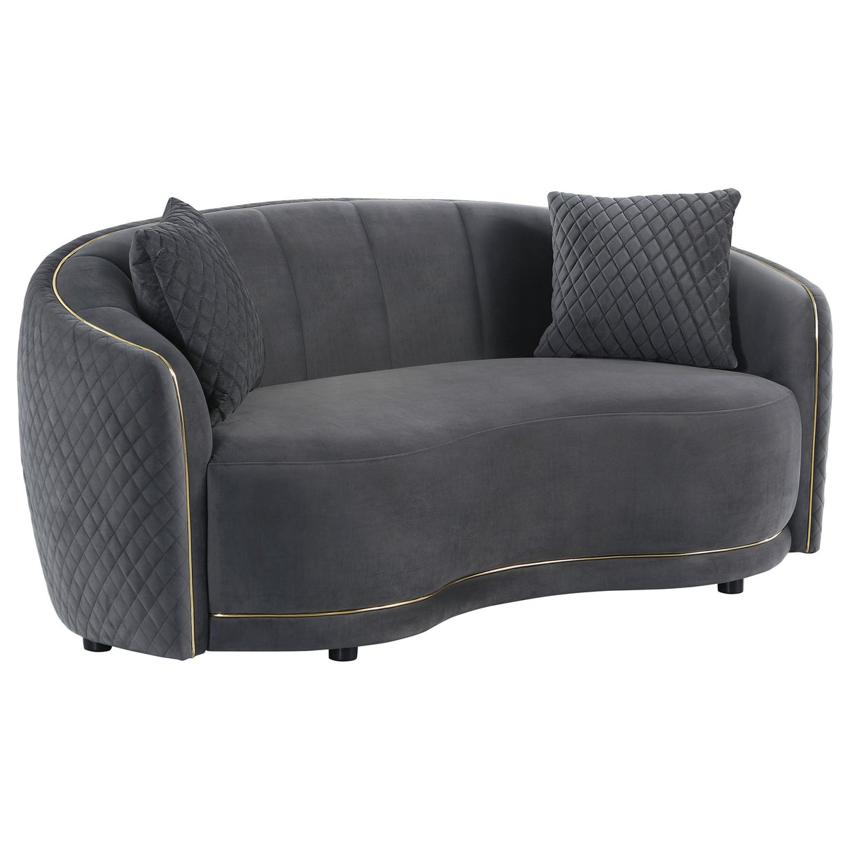 Brookside Velvet Upholstered Curved Loveseat Dark Grey | Coaster | Home Elegance USA