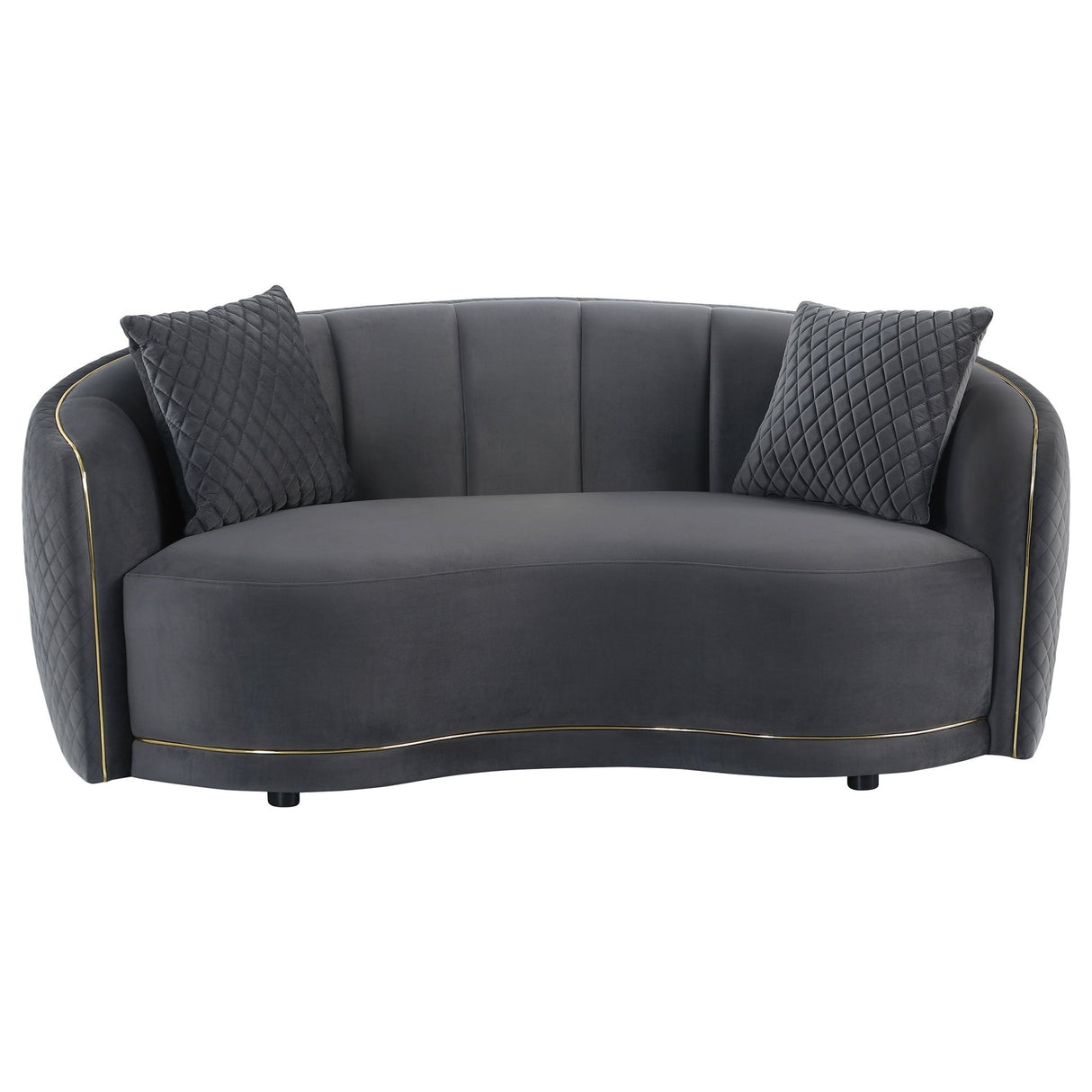 Brookside Velvet Upholstered Curved Loveseat Dark Grey | Coaster | Home Elegance USA