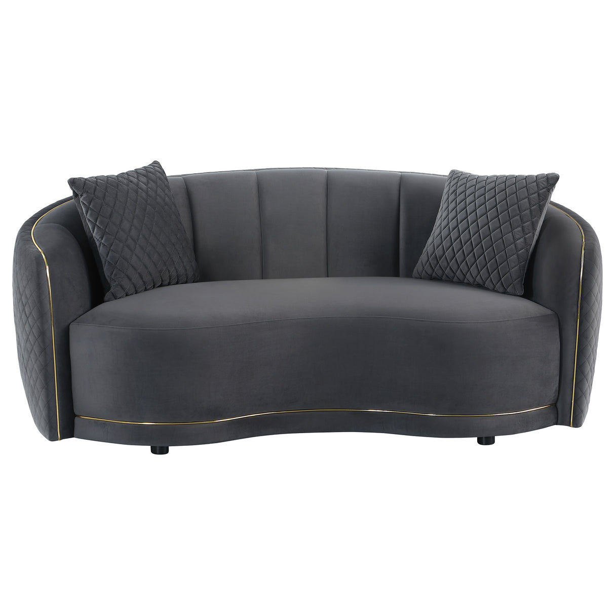 Brookside Velvet Upholstered Curved Loveseat Dark Grey | Coaster - Home Elegance USA