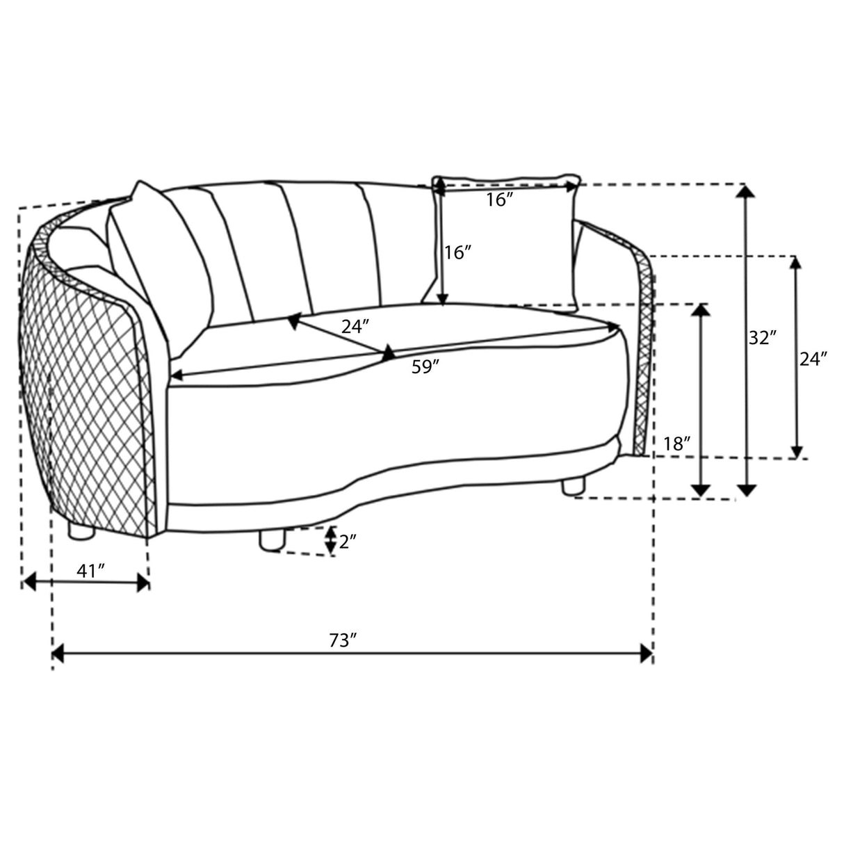 Brookside Velvet Upholstered Curved Loveseat Dark Grey | Coaster | Home Elegance USA