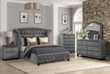 SOPHIA Full 5 Pc Upholstery Bedroom Set Made With Wood in Gray (CA INVENTORY0