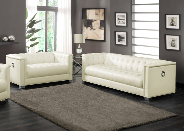 Chaviano 2 - piece Upholstered Tufted Sofa Set Pearl White | Coaster | Home Elegance USA