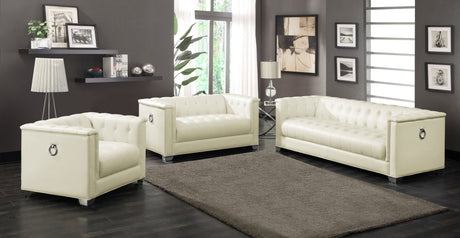 Chaviano 3 - piece Upholstered Tufted Sofa Set Pearl White - 505391 - S3 - image - 1