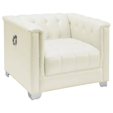 Chaviano 3 - piece Upholstered Tufted Sofa Set Pearl White - 505391 - S3 - image - 8