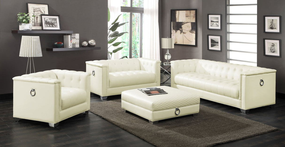 4 Pc Sofa Set - Chaviano 4 - piece Upholstered Tufted Sofa Set Pearl White - 505391 - S4 - image - 1