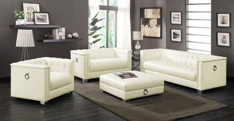 4 Pc Sofa Set - Chaviano 4 - piece Upholstered Tufted Sofa Set Pearl White | Coaster | Home Elegance USA