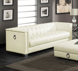 Sofa - Chaviano Tufted Upholstered Sofa Pearl White