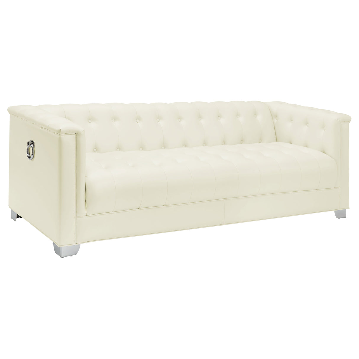 Sofa - Chaviano Tufted Upholstered Sofa Pearl White