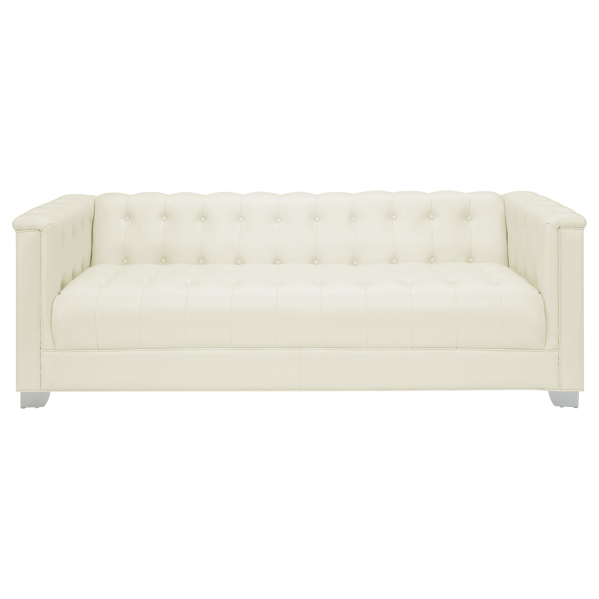 Sofa - Chaviano Tufted Upholstered Sofa Pearl White