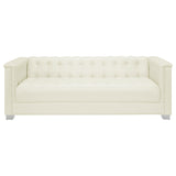 Sofa - Chaviano Tufted Upholstered Sofa Pearl White