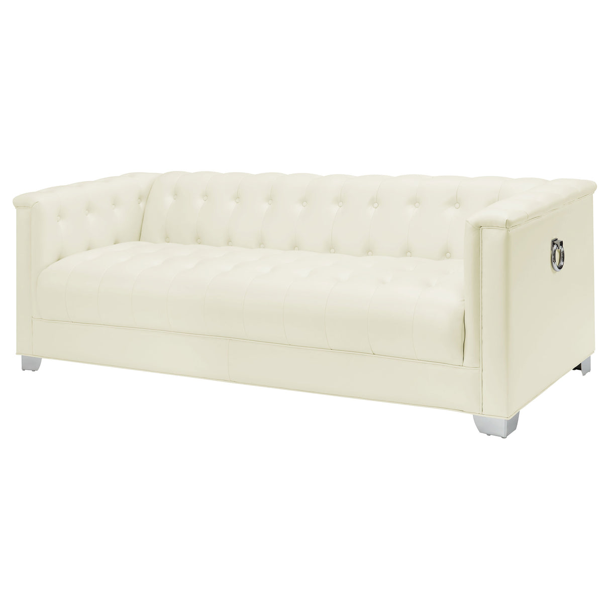 Sofa - Chaviano Tufted Upholstered Sofa Pearl White