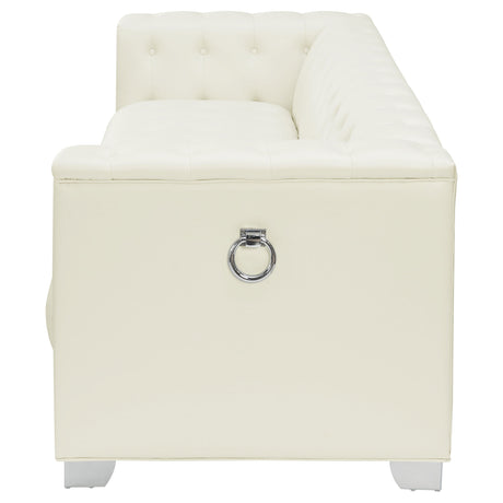 Sofa - Chaviano Tufted Upholstered Sofa Pearl White