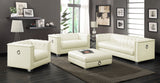 Sofa - Chaviano Tufted Upholstered Sofa Pearl White