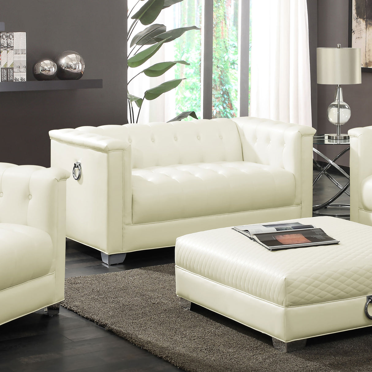 Loveseat - Chaviano Tufted Upholstered Loveseat Pearl White