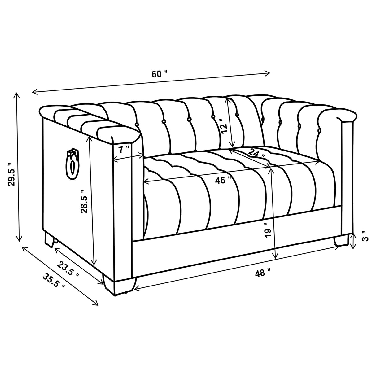 Loveseat - Chaviano Tufted Upholstered Loveseat Pearl White