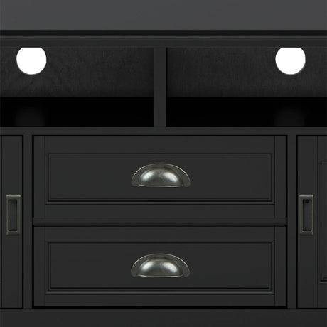Burlington 72 inch Wide Solid Wood TV Stand in Black For TVs up to 80 inches - sold by Home Elegance USA
