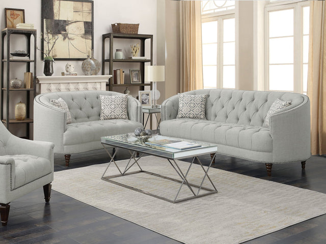 Avonlea Upholstered Tufted Living Room Set Grey | Coaster | Home Elegance USA