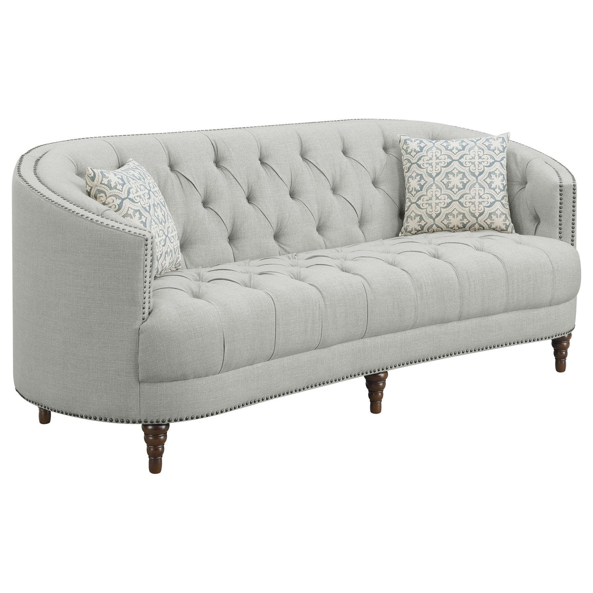 Avonlea Sloped Arm Upholstered Sofa Trim Grey | Coaster | Home Elegance USA