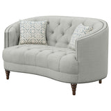 Avonlea Sloped Arm Upholstered Loveseat Trim Grey | Coaster | Home Elegance USA