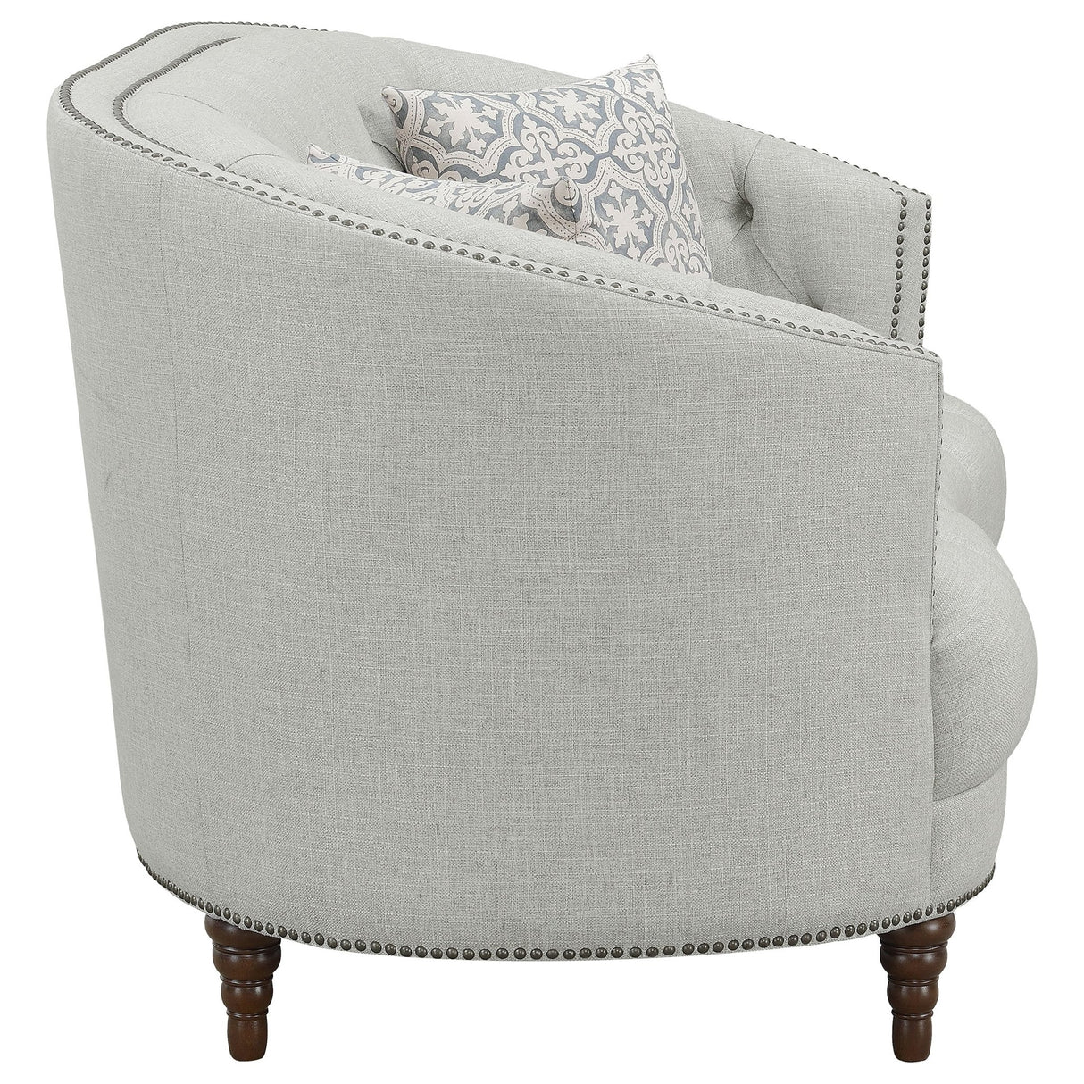 Avonlea Sloped Arm Upholstered Loveseat Trim Grey | Coaster | Home Elegance USA