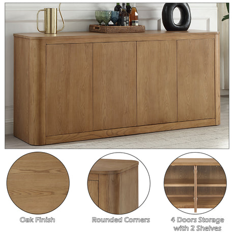 Zoey 8-Piece Light Oak Finish Dining Set with Upholstered Chairs and Matching Server - sold by Home Elegance USA