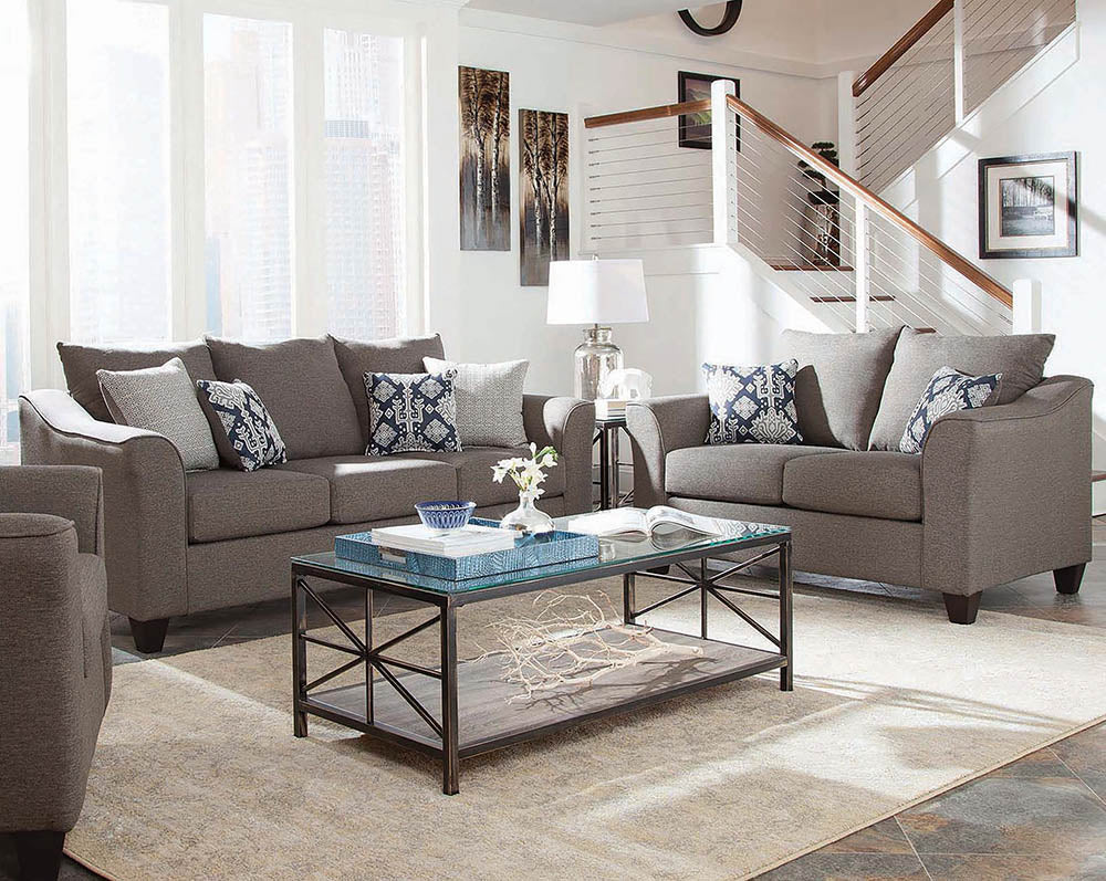 Salizar Upholstered Flared Arm Living Room Set Grey | Coaster | Home Elegance USA