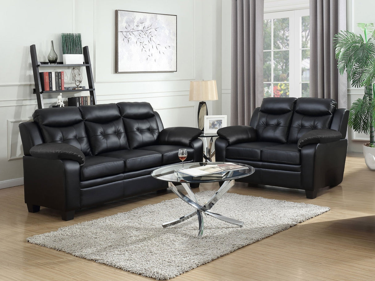 Finley Upholstered Pillow Top Arm Living Room Set Black - 506551 - S2 - image - 1