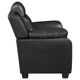 Finley Upholstered Pillow Top Arm Living Room Set Black - 506551 - S2 - image - 5