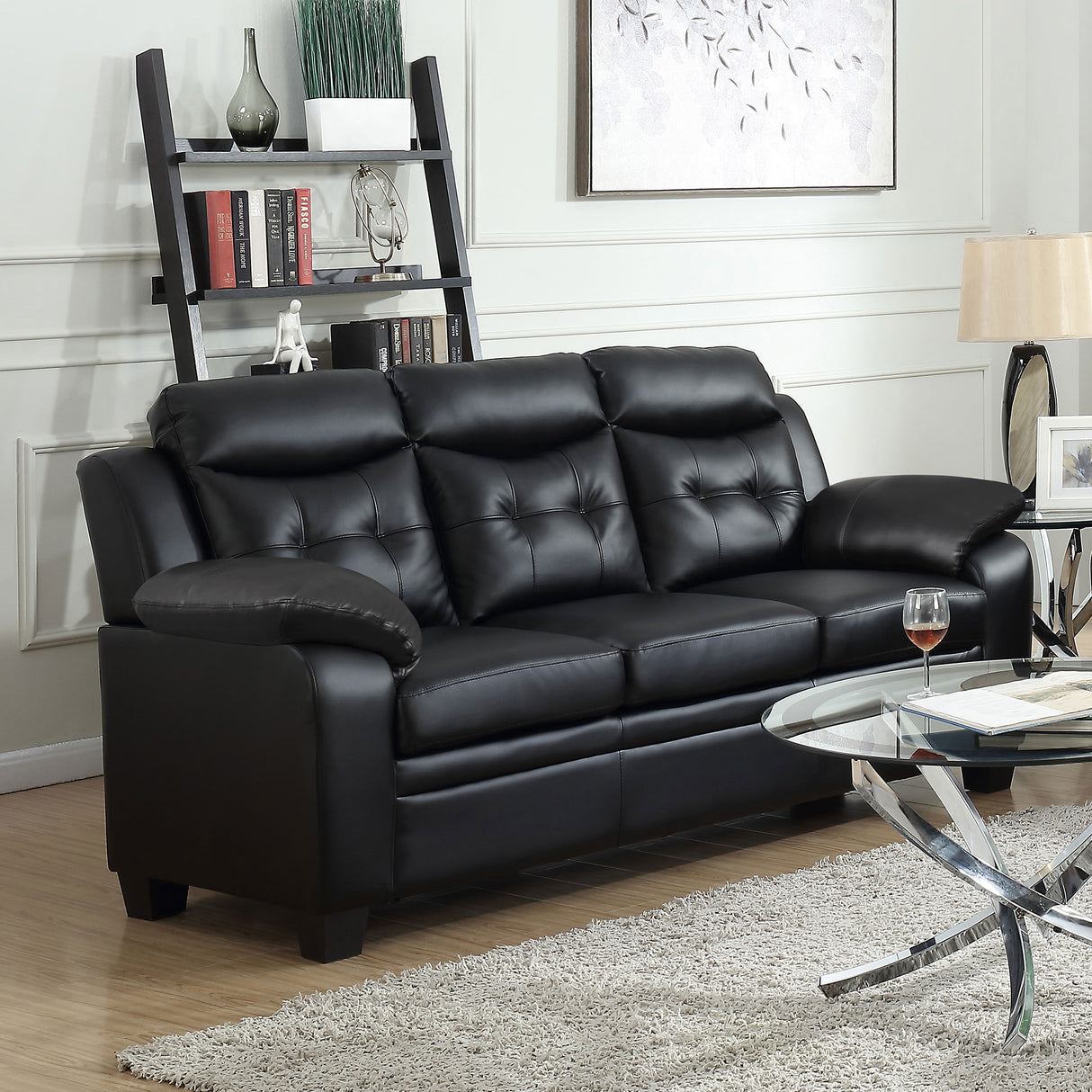 Sofa - Finley Tufted Upholstered Sofa Black