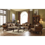 Acme - Jardena Sofa W/6 Pillows(Same Lv01591) 50655 Pattern Fabric & Cherry Oak Finish