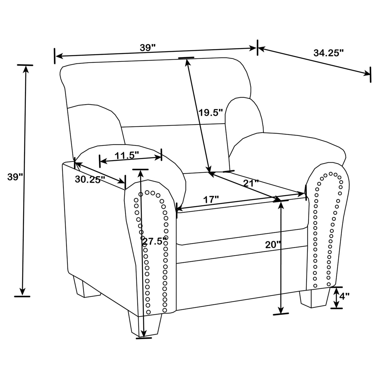 Clementine Upholstered Pillow Top Arm Living Room Set - 506574 - S3 - image - 14