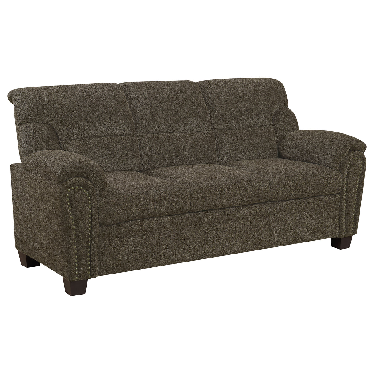 Sofa - Clementine Upholstered Sofa with Nailhead Trim Brown