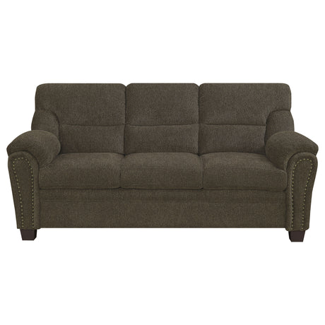 Sofa - Clementine Upholstered Sofa with Nailhead Trim Brown