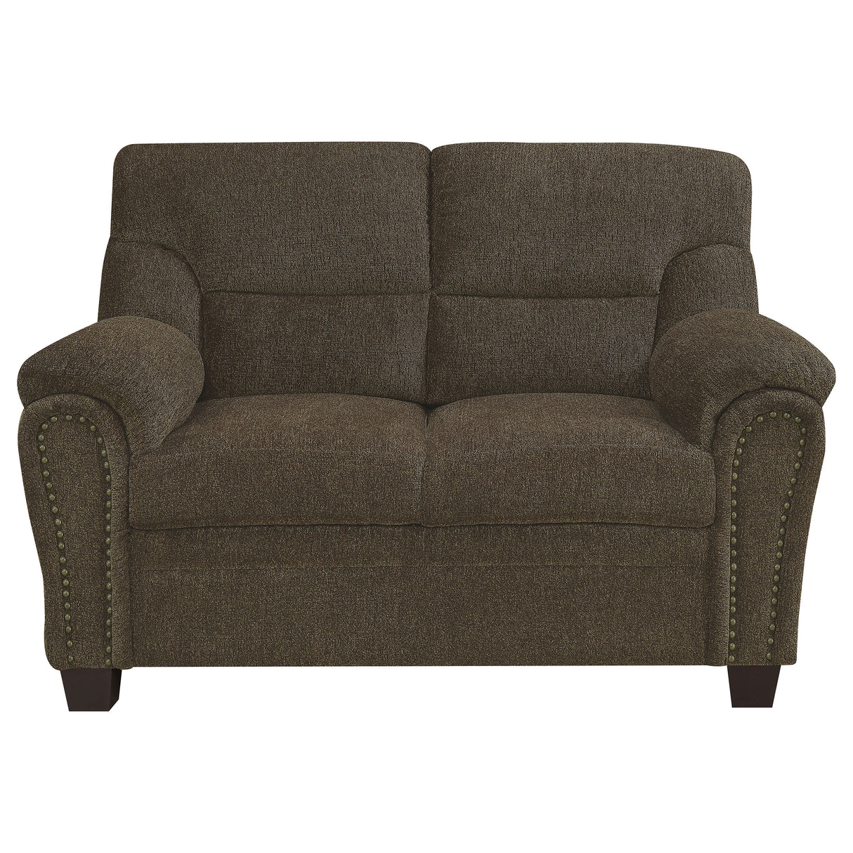 Loveseat - Clementine Upholstered Loveseat with Nailhead Trim Brown