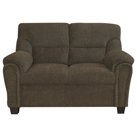 Loveseat - Clementine Upholstered Loveseat with Nailhead Trim Brown