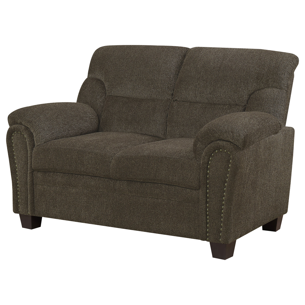 Loveseat - Clementine Upholstered Loveseat with Nailhead Trim Brown