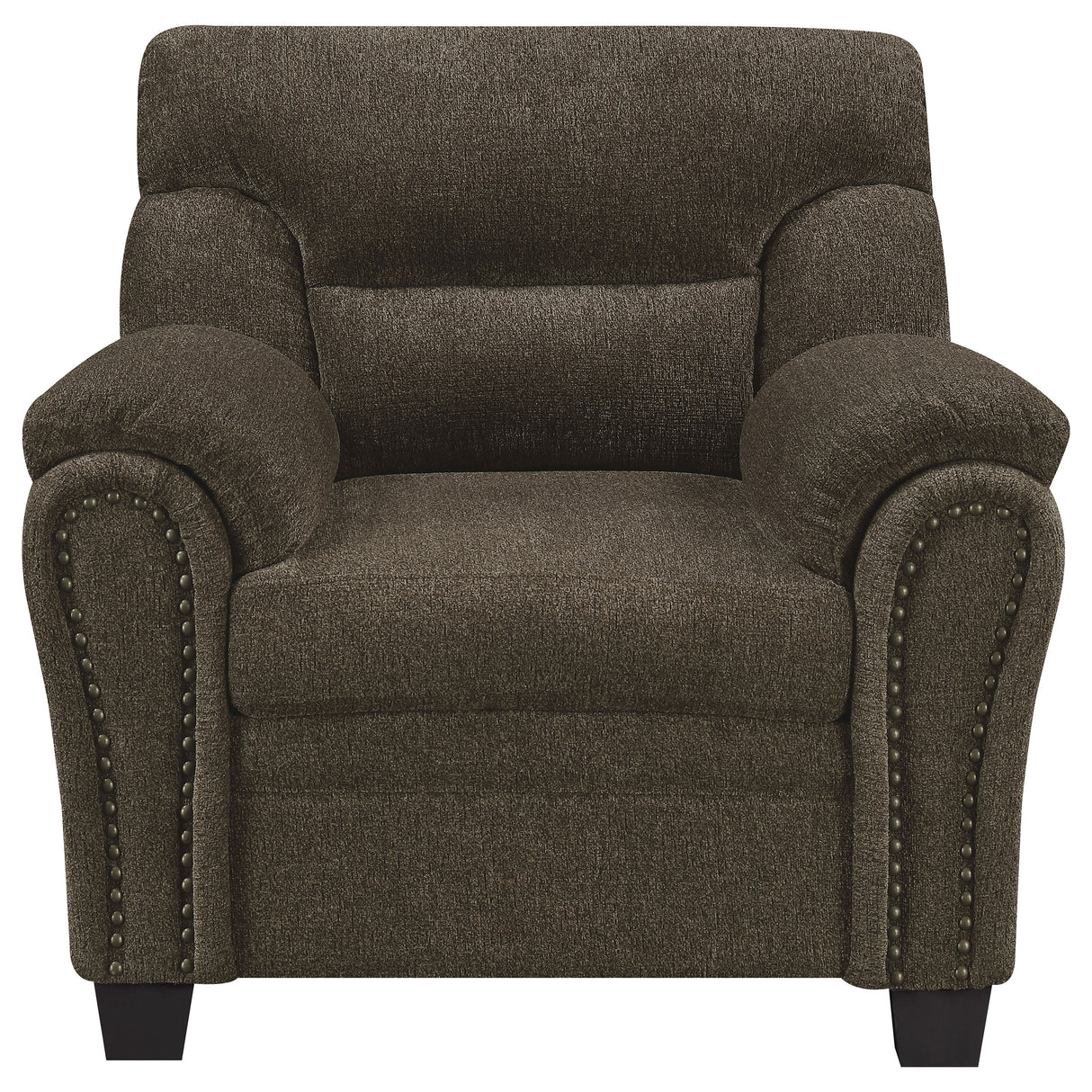 Chair - Clementine Upholstered Chair with Nailhead Trim Brown