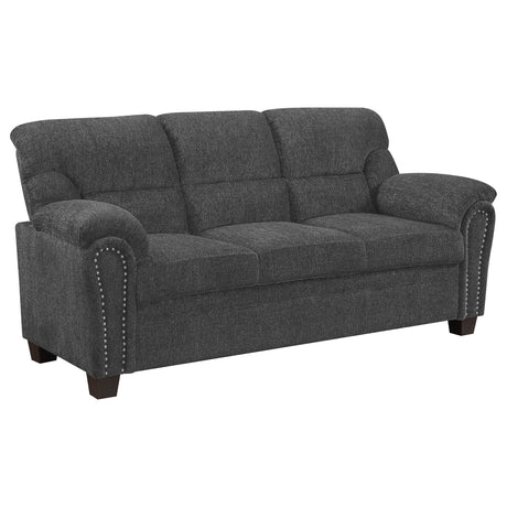 Sofa - Clementine Upholstered Sofa with Nailhead Trim Grey