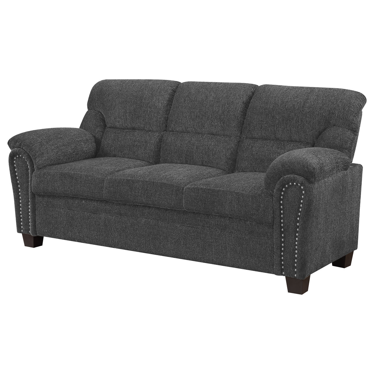 Sofa - Clementine Upholstered Sofa with Nailhead Trim Grey