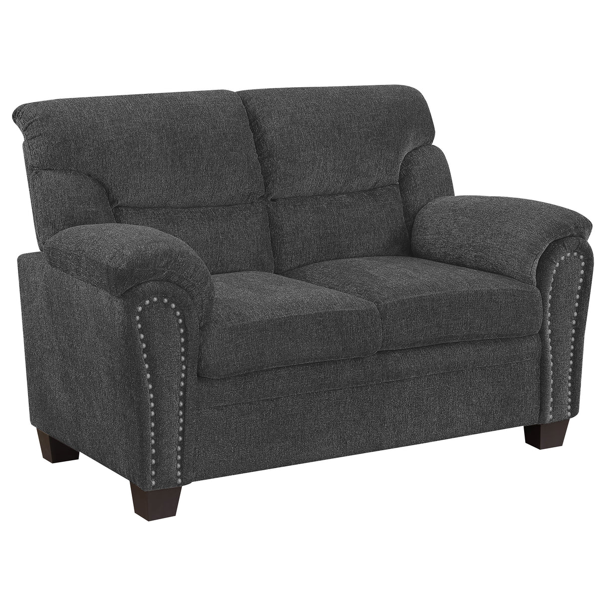 Loveseat - Clementine Upholstered Loveseat with Nailhead Trim Grey