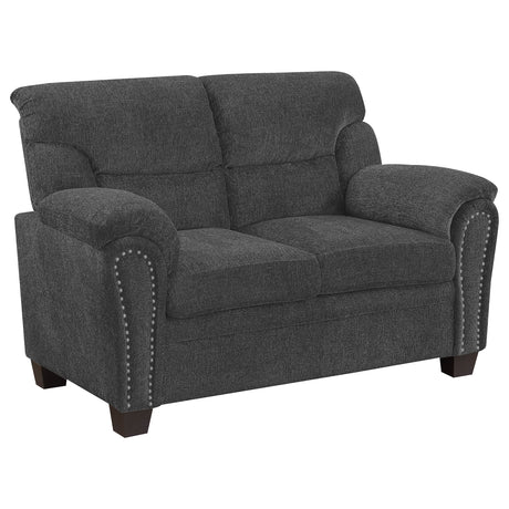 Loveseat - Clementine Upholstered Loveseat with Nailhead Trim Grey