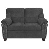 Loveseat - Clementine Upholstered Loveseat with Nailhead Trim Grey