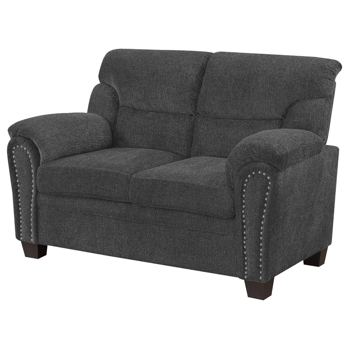 Loveseat - Clementine Upholstered Loveseat with Nailhead Trim Grey