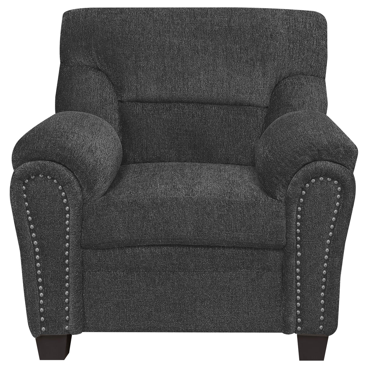 Chair - Clementine Upholstered Chair with Nailhead Trim Grey