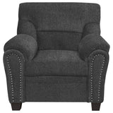 Chair - Clementine Upholstered Chair with Nailhead Trim Grey