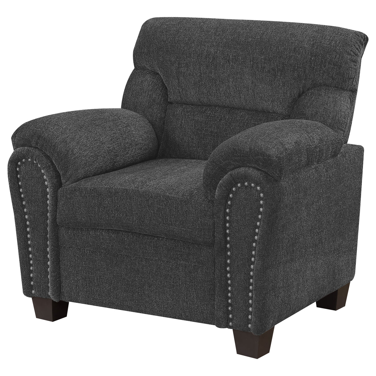 Chair - Clementine Upholstered Chair with Nailhead Trim Grey