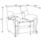 Chair - Clementine Upholstered Chair with Nailhead Trim Grey