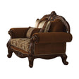 Acme - Jardena Chair W/2 Pillows(Same Lv01593) 50657 Pattern Fabric & Cherry Oak Finish